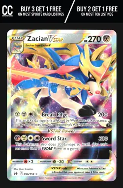 Pokemon SWSH: Crown Zenith #096/159 Zacian VSTAR Ultra Rare,Holo - Image 1