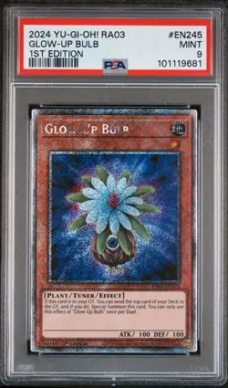 2024 YuGiOh! RA03 Glow-Up Bulb 1st Edition Super Rare #EN245 PSA 9 MINT - Image 1