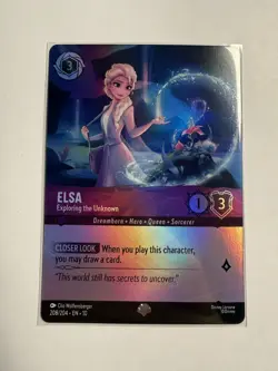 Elsa - Exploring the Unknown 208/204 Epic Holofoil Whispers NM Disney Lorcana - Image 1