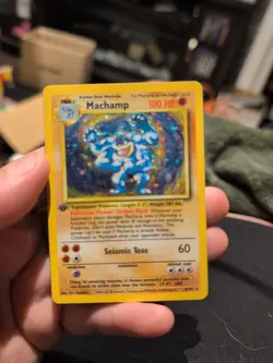 Machamp Pokemon Card 100 HP Holo First Edition Seismic Toss - Image 1