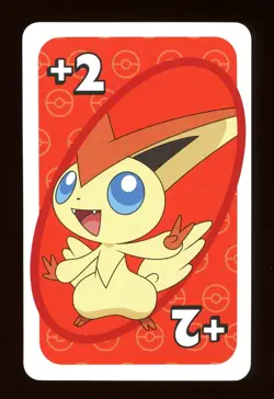 Victini RED +2 Draw Two Pokemon Mattel Original Japanese UNO Card Near Mint - Image 1