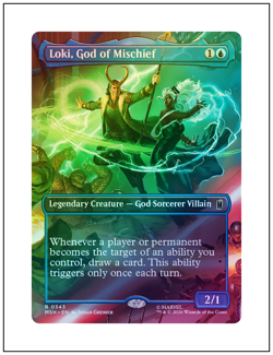 Loki, God of Mischief, Borderless Foil - 0343, Marvel Super Heroes, Magic MTG NM - Image 1