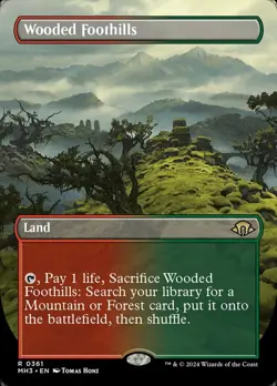 1x MTG Wooded Foothills - Borderless Near Mint, English - Modern Horizons 3 - Image 1