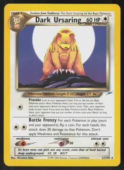 Pokemon Dark Ursaring 21/105 Neo Destiny Rare Near Mint - Image 1
