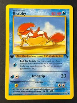 Krabby 51/62 1st Edition Fossil - Common - WOTC Pokemon Card LP - Image 1