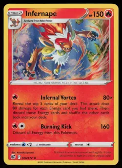Infernape 026/172 Holo Rare Brilliant Stars Pokemon Holo Lightly Played - Image 1