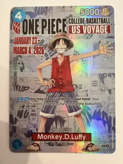 One Piece Monkey D. Luffy US Voyage College Basketball Promo P-055 UH NM - Image 1
