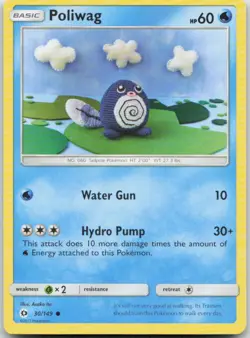 Poliwag 30/149 Asako Ito Art Common SM Base Set Pokemon TCG LP - Image 1