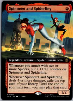 Spinneret and Spiderling (Extended Art) 264 MTG Spider-Man Non-Foil NM/M - Image 1