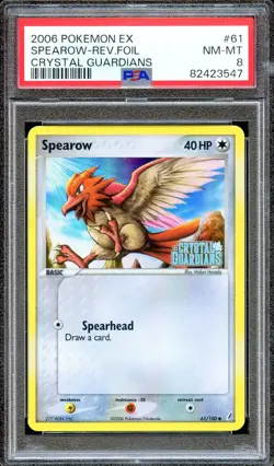 PSA 8 Spearow EX Reverse Foil Crystal Guardians 61/100 Pokemon Card NEAR MINT - Image 1