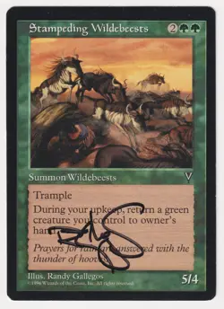 Miscut Signed Stampeding Wildebeests HP Visions Artist Randy Gallegos MTG Magic! - Image 1