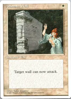 Animate Wall [Fourth Edition] Magic MTG 1995 Rare Never Played NP Enchant - Image 1