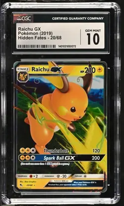 RAICHU GX #20/68 - 2019 ENGLISH POKEMON HIDDEN FATES CGC GEM MINT 10 - Image 1