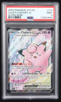 2025 POKEMON JTG EN-JOURNEY TOGETHER ULTRA RARE #173 LILLIE'S CLEFAIRY EX PSA 9 - Image 1