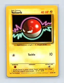 Voltorb 67/102 Common Base Set Unlimited Pokemon Lightly Played - Image 1