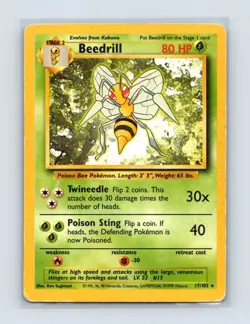 Beedrill 17/102 Rare Base Set Unlimited Pokemon Lightly Played - Image 1