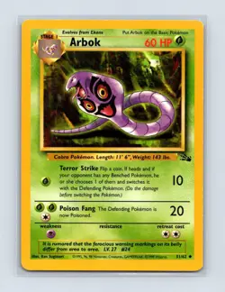 Arbok 31/62 Uncommon Fossil Pokemon Unlimited Lightly Played - Image 1