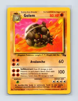 Golem 36/62 Uncommon Fossil Pokemon Unlimited Lightly Played - Image 1