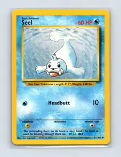 Seel 41/102 Uncommon Base Set Unlimited Pokemon Lightly Played - Image 1