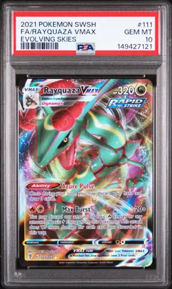 2021 POKEMON SWORD & SHIELD EVOLVING SKIES #111 FULL ART/RAYQUAZA VMAX PSA 10 - Image 1