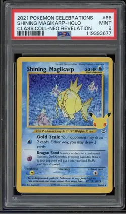 Pokemon Shining Magikarp Karpador Holo Celebrations Neo Revelation PSA 9 Mint - Image 1