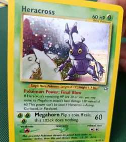 Pokemon TCG Heracross Neo Genesis Holo Card 6/111 Unlimited Rare - Image 3