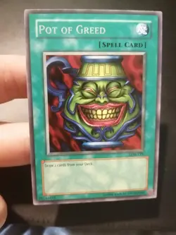 Yugioh Pot of Greed LOB-119 Rare American Spell Card NM- - Image 1