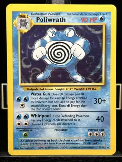 Poliwrath Unlimited Holo Rare Pokemon TCG Card Base Set 13/102 MP - Image 3