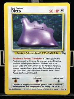 Pokemon TCG Ditto Fossil, Holo Unlimited Rare Card 3/62 LP - Image 3