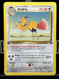 💥 Pokemon Card Dodrio Jungle 1st Edition 34/64 Vintage Card 1999 MP - Image 3