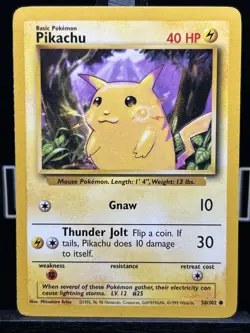 Pikachu 58/102 Pokemon Base Set 1999 Yellow Cheeks Regular LP WOTC Card - Image 3