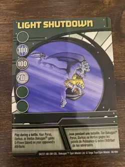 Bakugan LIGHT SHUTDOWN Green Ability Card BA337-AB-SM-GBL 46/48d - Image 1
