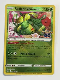 Pokemon TCG Radiant Venusaur Holo Card Pokemon Go 004/078-NM - Image 1