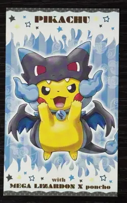 Poncho-Wearing Pikachu Mega charizard X e Y Business Pokemon card Japanese - Image 3