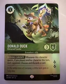 Disney Donald Duck-Distracted Traveler Epic Holo Wilds Unknown 212/204 Lorcana - Image 1