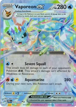 Pokemon TCG Vaporeon EX Double Rare Holo Card 23/131 Prismatic Evolutions NM - Image 1