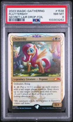 2023 MTG SECRET LAIR DROP PONIES: THE GALLOPING 2-FOIL #1538 FLUTTERSHY PSA 8 - Image 1