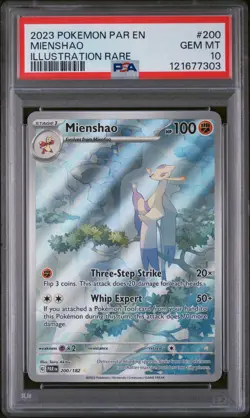 2023 POKEMON PAR EN-PARADOX RIFT ILLUSTRATION RARE #200 MIENSHAO PSA 10 - Image 1