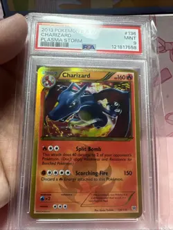2013 POKEMON BLACK & WHITE PLASMA STORM #136 CHARIZARD PSA 9 - Image 2