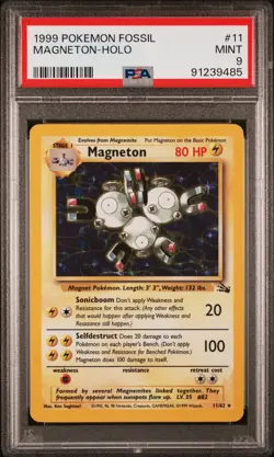 Pokemon TCG Magneton Fossil Set 11/62 Holo Rare Unlimited PSA 9 MINT - Image 1