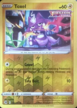 Toxel 106/264 Common Fusion Strike Pokemon Reverse Holo Near Mint - Image 1