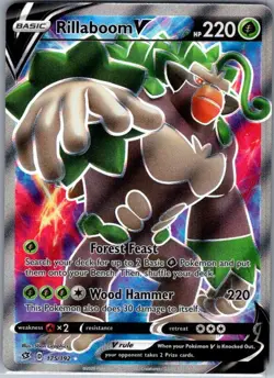 Rillaboom V (Full Art) 175/192 SWSH02: Rebel Clash - Pokemon Card - NM - Image 1