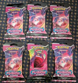 6 x Pokemon TCG Fusion Strike Sleeved Booster Packs Mew & Gengar - Image 1