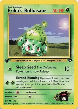 1st Edition Erika's Bulbasaur 2000 Pokemon Gym Challenge #39/132 - Image 1
