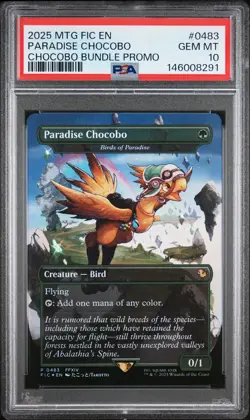 2025 MTG FINAL FANTASY COMMANDER CHOCOBO BUNDLE PROMO PARADISE CHOCOBO PSA 10 - Image 1