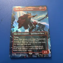 Magic: The Gathering Thor God Of Thunder Foil Borderless Art Marvel Superheroes - Image 1