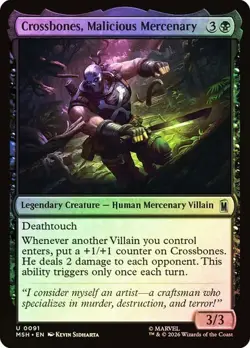 NM Foil Crossbones, Malicious Mercenary, MTG, Super Heroes, Magic, 91 - Image 1
