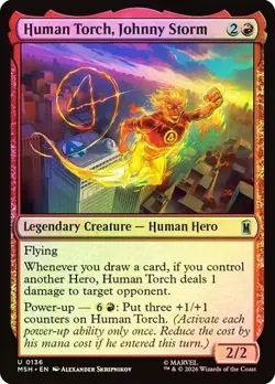 NM Foil Human Torch, Johnny Storm, MTG, Super Heroes, Magic the Gathering, 136 - Image 1