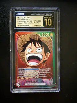 One Piece TCG - OP13-001 - Monkey.D.Luffy (Alt Art) Leader - CGC Pristine 10! - Image 1