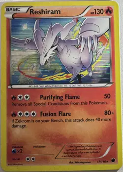 2013 Pokemon RESHIRAM Plasma Freeze HOLO Foil Rare Card 17/116 - Image 1